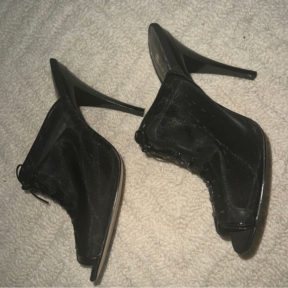 new black mesh lace up Sexy open toe heel shoes dressy 9 Event Pretty - Picture 4 of 8